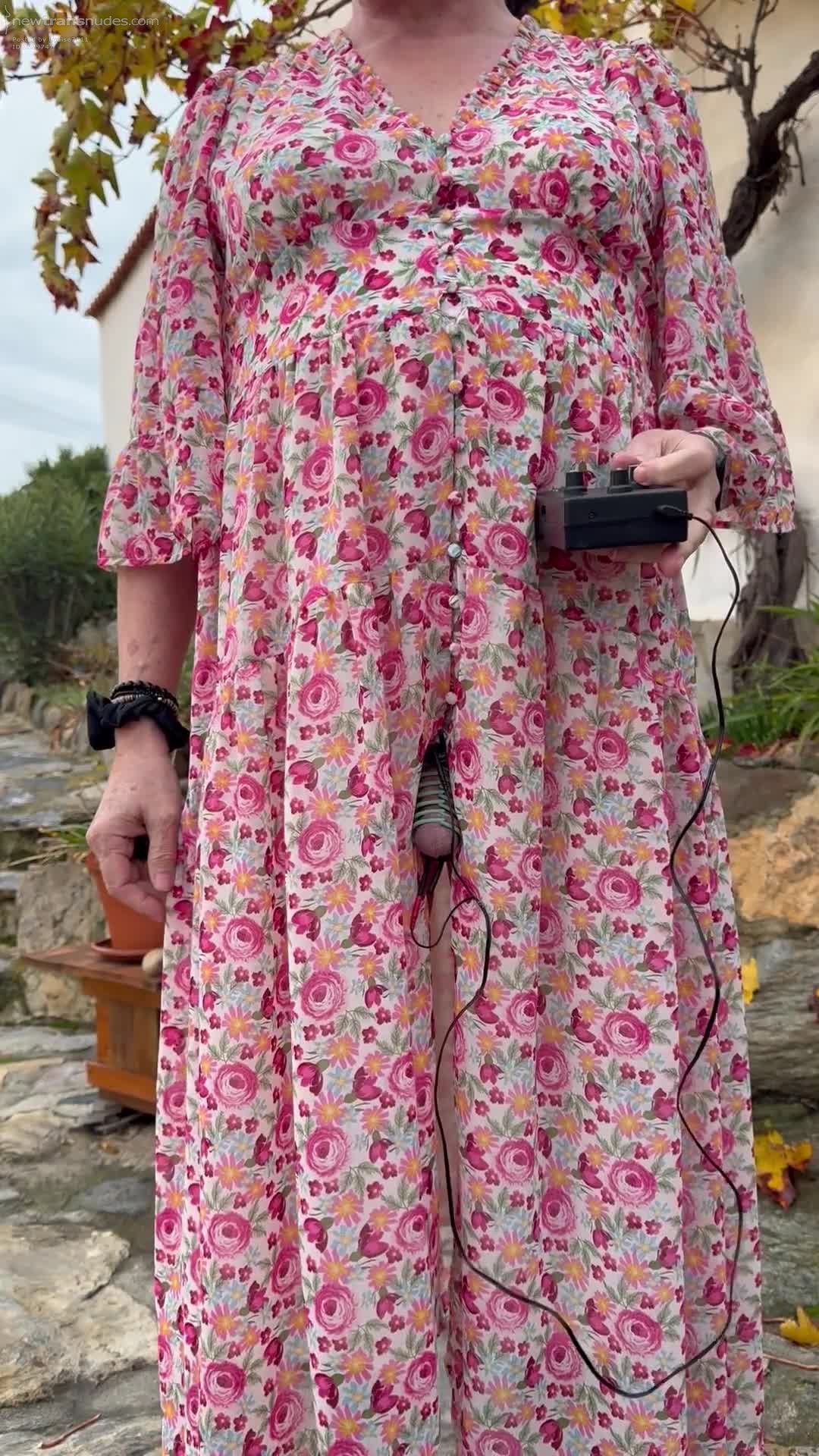 Beginning my estim session. I adore how powerful my little limp cock feels ...