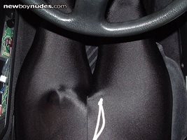Driving with Spandex on and real hard!