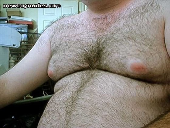 My hairy bitch tits...I'm bi, and I love putting my wife's bra on these babys and stroking my hard cock