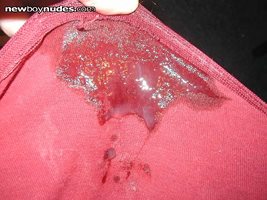A little cum in my Big Red Panties