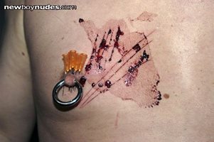 tit torture - needleplay and cutting. PM me how you would treat my tits