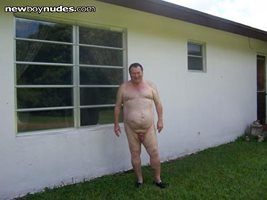 Naked in the yard.  A couple of visitors saw me completely Naked & Exposed....