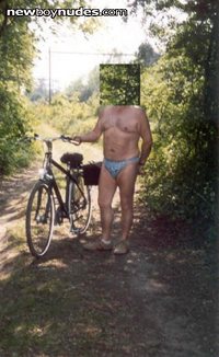 A bicylce trip just with my blue lace thong on.(2)