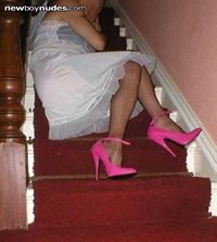 white slip....seamed stockings....6 inch spike heels............do you like...