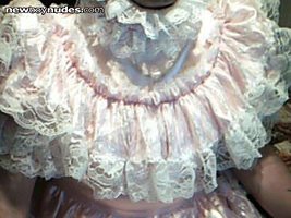 frilly pink dress top view