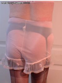 Pink nylon panties (backside).