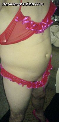 Red & Pink Matching Panties and Bra