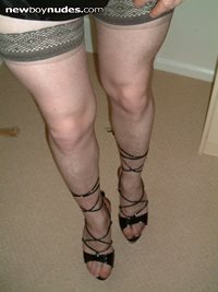 my feet in hold ups and 5'' heels
