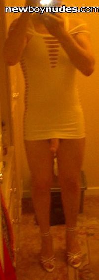 lucy in white mini dress and stripper heels!!!