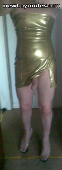 Lucy in gold pvc dress!!