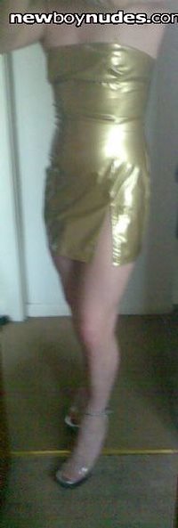 Lucy in gold pvc dress!!