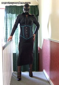 Hooded and Rubber Hobble Dress