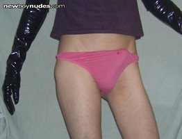 hard-on in pink panties