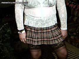 school girl mini skirt and sheer blouse, you like?