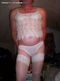 all dressed in sexy white lingerie