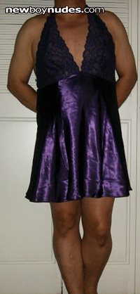 Purple Satin Halter Gown