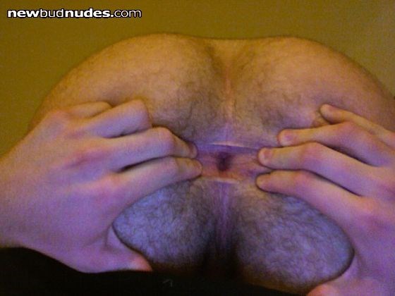 Spreading my hairy cheeks