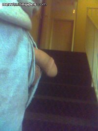 my cock exposed in the hotel hallway. good thing no one came around the cor...