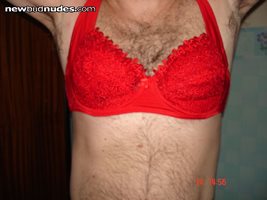 red bra padded with panties