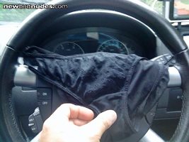 Borrowed panties from a woman that left her case in my car
