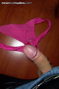 Playing with my GF's dirty thong.. I love it!