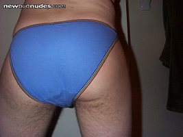 My butt in blue panties! Would love someone to cum on it!