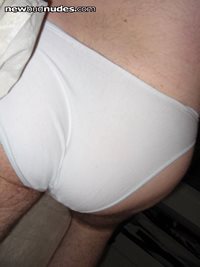 My butt in some white panties! Wish someone would cum all over it!
