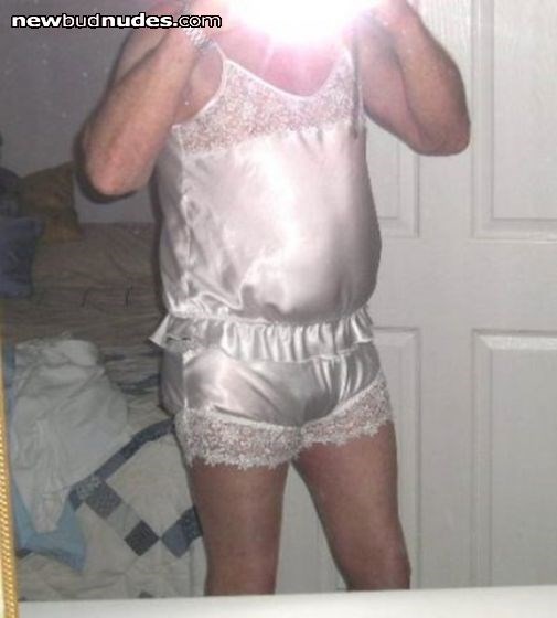 In mums in laws cami and french nix.... stupid fat faggot!