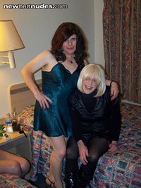 2008-12-12 party: With my t-girl sister Bridgette. She's a "work in progres...