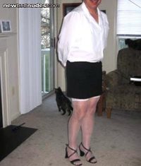 A couple phtoos from the first time I ever dressed up in skirt, blouse and ...