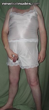 A white camisole and french knickers and they are just soooooo sexy to wear