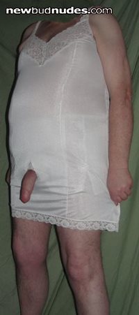 White slip and French knickers - can't see the knickers too well I'm afraid...