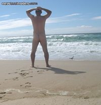 Down on the beach naked again.  Wonder what the seagull was thinking??