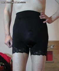 Tight lacy black panties