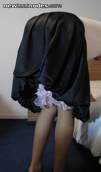 Long frilly knickers peeping out from under my skirt