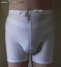 Pretty jockstrap worn under semi-see-through shorts