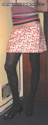 teenie skirt, stockings and heels- feels so flirty
