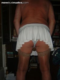 white skirt and panties