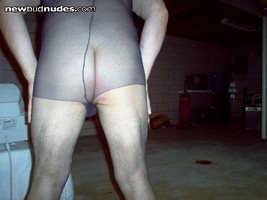 backside in black pantyhose