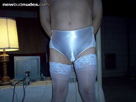 white vanity fare panty with white thigh highs