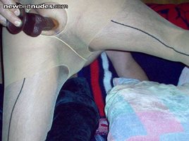 Dildo screwing in pantyhose,Going to get a filled up feeling soon