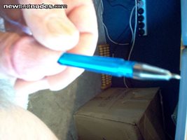 Was bored so fucked my cock with a pen