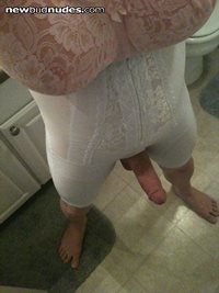 Hot White Support Body Suit white and Big Pink Tits Bra