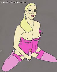 sissy pink tranny slut jerking in stockings