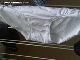 Just about to use the old gals panties for a nice wank....