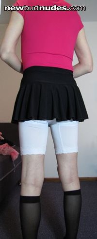 Long panty-girdle and short miniskirt