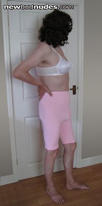 tight long pink shorts