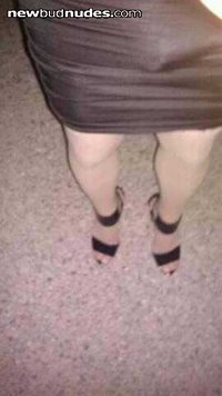 Black dress in high heels