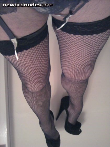 Love fishnets and sexy heels.