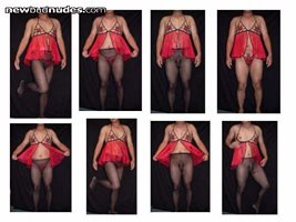 A bunch of pics of me posing in my cute red nighty!  